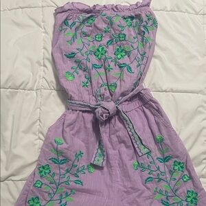 Lilly Pulitzer Purple romper with Green Floral Embroidery